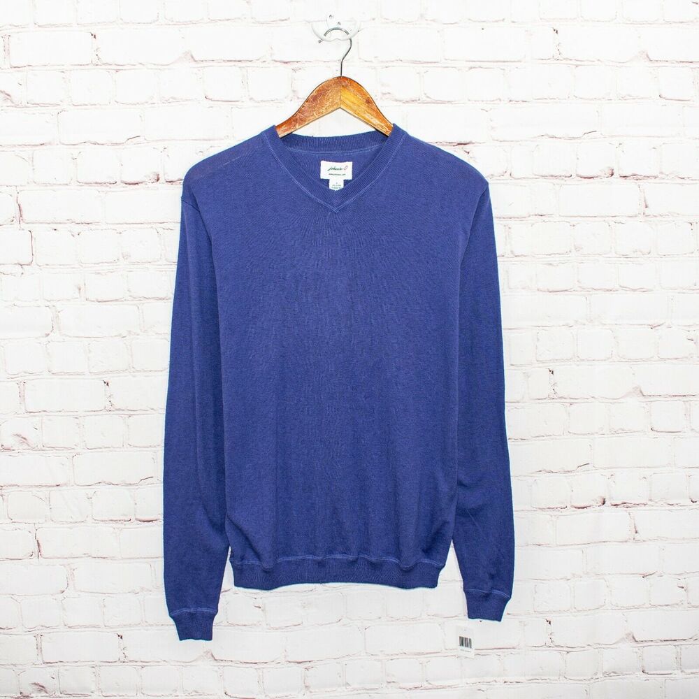 Johnnie-O Men's V-Neck Sweater Blue Cotton Blend size Small